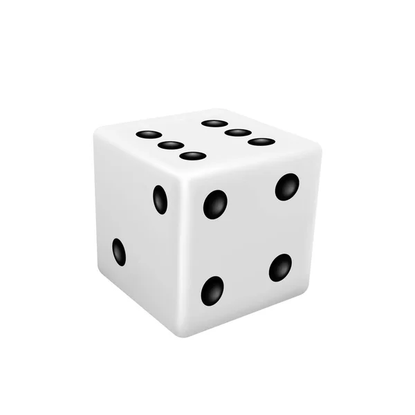 白色的骰子在白色的背景上孤立.现实的游戏立方体。赌场、娱乐场所或赌场 — 图库矢量图片