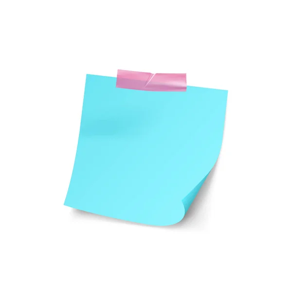 Nota appiccicosa realistica. Adesivo colorato con nastro adesivo, foglio per notebook e promemoria — Vettoriale Stock