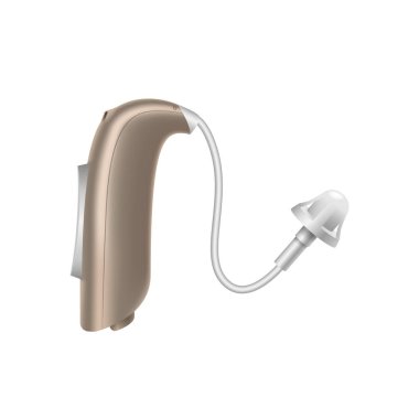 Sağırlık rehabilitasyonu için modern tıbbi işitme cihazı. Duyma kaybı olan hastalar için gerçekçi bir aygıt