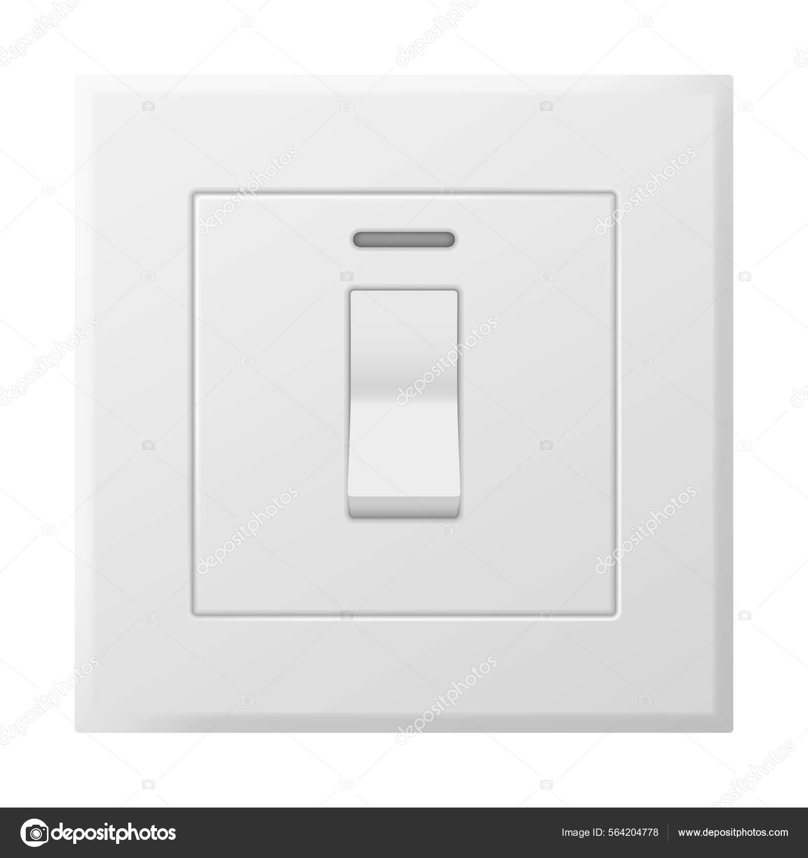 Interruptor de palanca eléctrico 3d realista control de interruptor de luz  eléctrica en panel de plástico blanco aislado