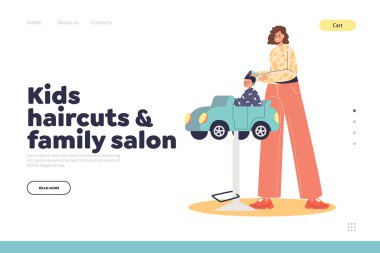 Çocuk saç kesimi ve aile salonu konsepti. Küçük bir çocuğun kuaförde saç kesimi var.