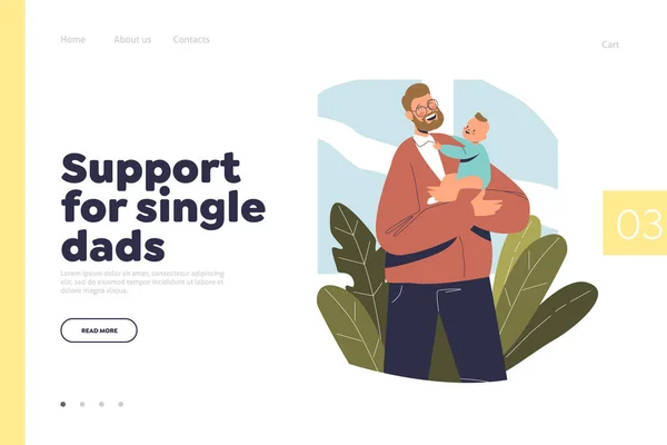 Apoyo al concepto de padre soltero de landing page con el padre jugando con el bebé en licencia de paternidad — Archivo Imágenes Vectoriales