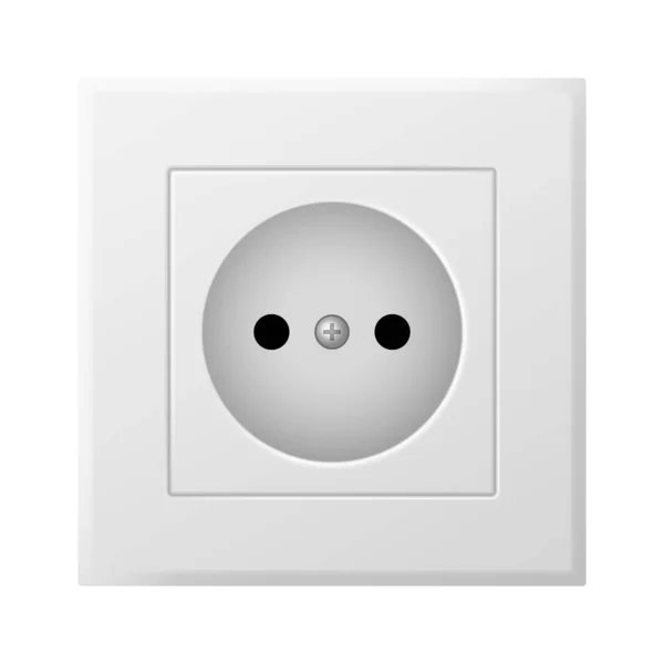 Socket power wall mounted outlet 3d realistic for european type. Electrical adapter plastic element — стоковый вектор