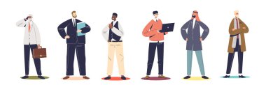 Set of different businessmen, african american, saudi, young and adult business or startup owners