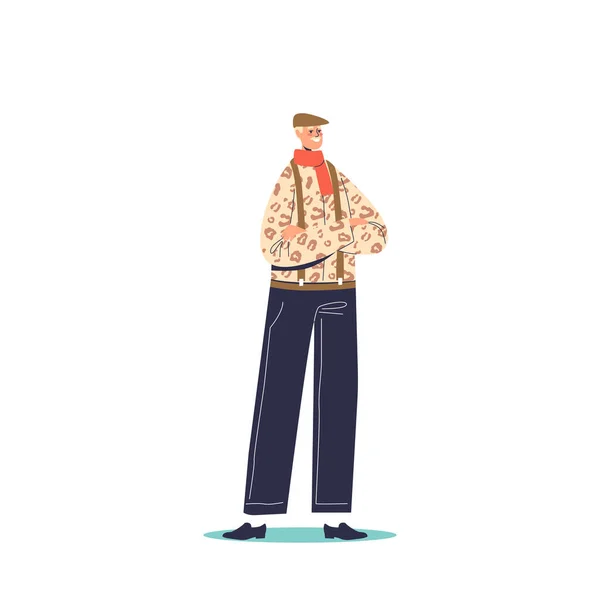 Trendy fashionable senior man wearing stylish casual clothes. Elderly male in trendy modern outfit — Vector de stock