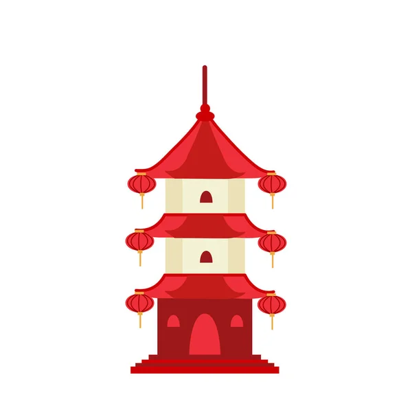 Chinese building temple element architecture. Traditional china town pagoda — Stok Vektör