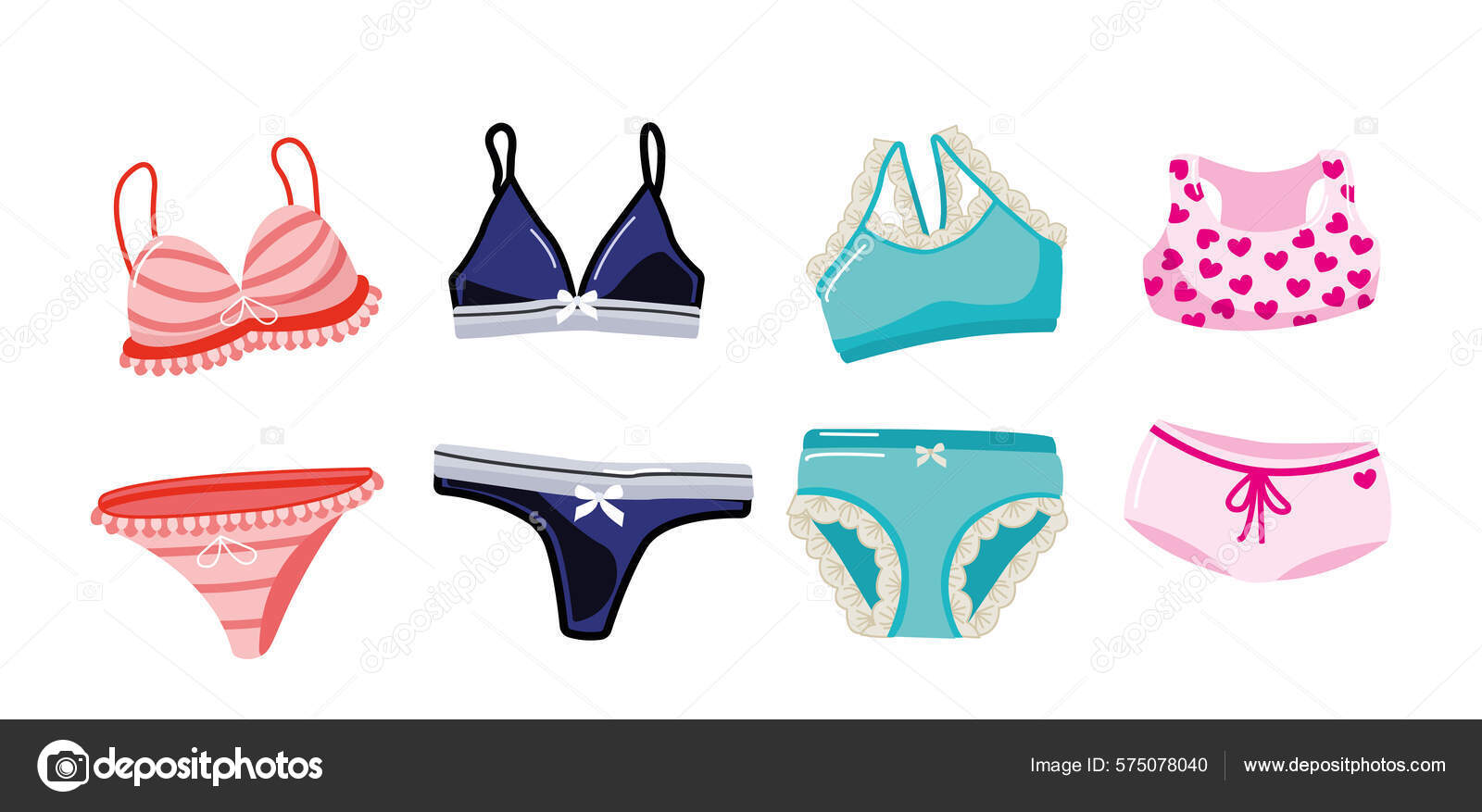 Set of women underwear types panties, bikini, - Stock Illustration  [105853153] - PIXTA