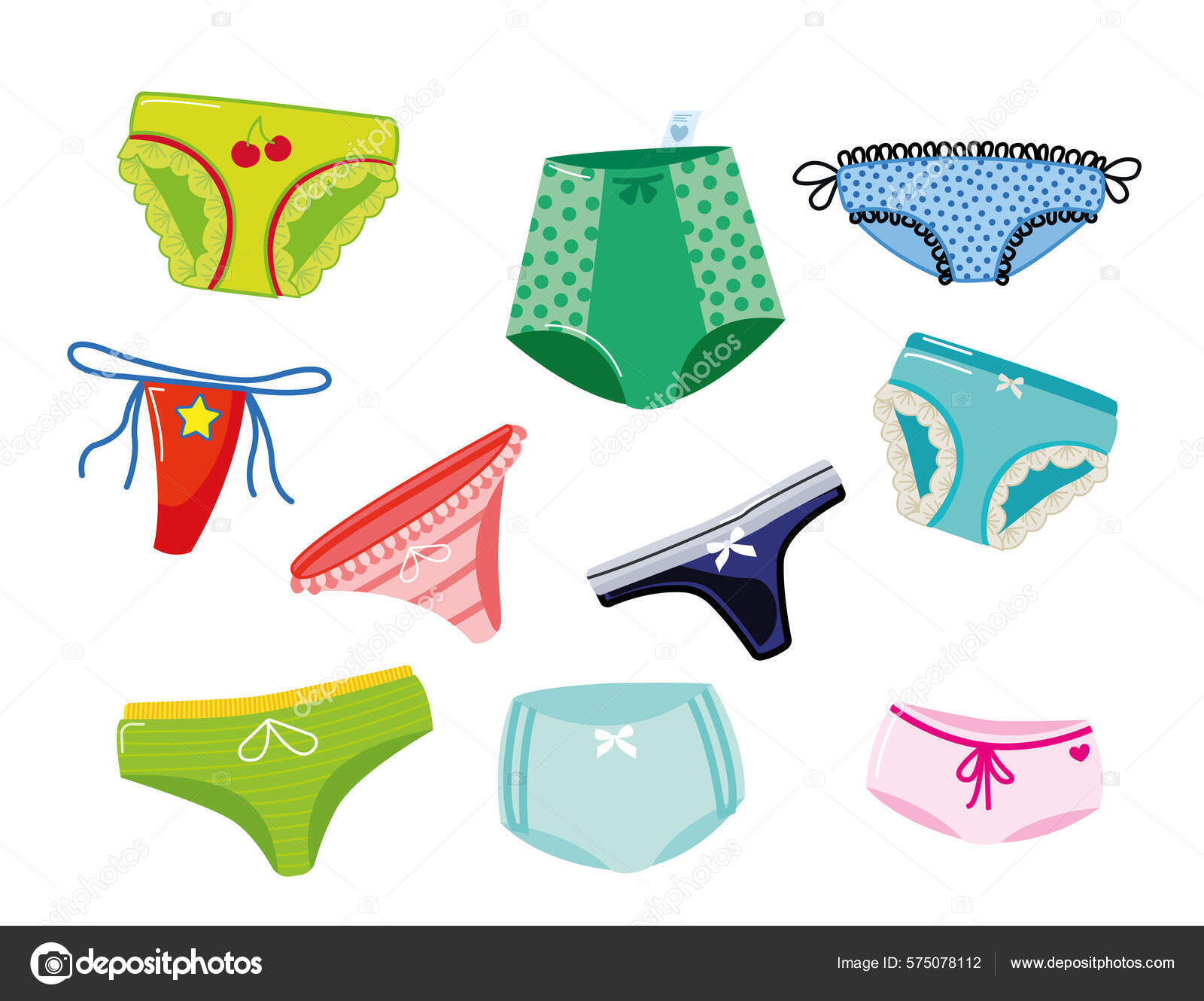 Een Setje Damesslipjes Ondergoed String String Tanga Bikini Brutaal  Klassiek stockvector door ©zuperia 575078112