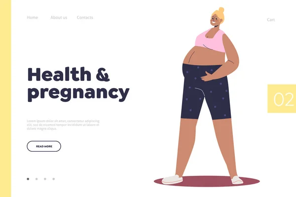 Gesundheits Und Schwangerschaftskonzept Der Landing Page Mit Schwangerer Junger Frau — Stockvektor