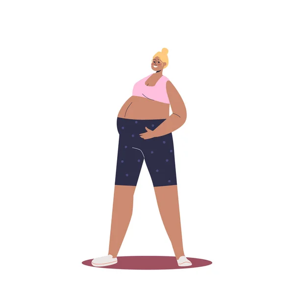 Schwangere Cartoon Zukünftige Mutter Trägt Lässige Kleidung Junges Mädchen Hält — Stockvektor