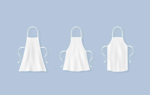 Chef Apron White Culinary Realistic Cloth Apron Uniform Kitchen Template — Stockvector