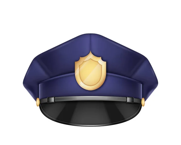 Policemen Cop Cap Realistic Isolated White Background Blue Police Officer — Stockový vektor