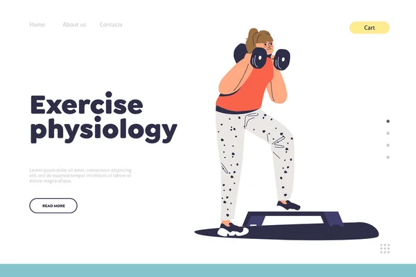 Exercise Physiology Concept Landing Page Woman Training Gym Female Workout — Stockvektor