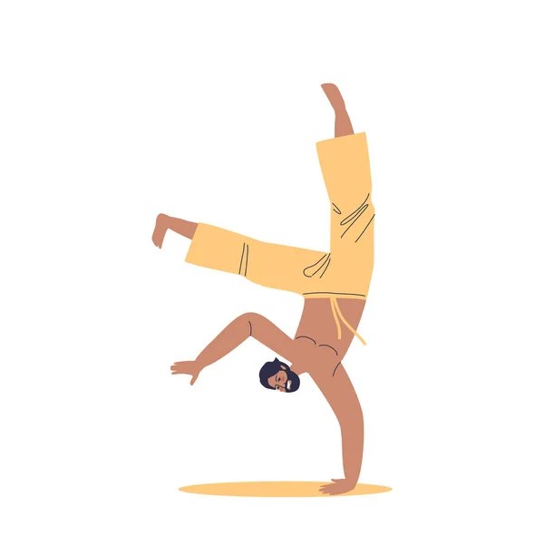 Indian Man Performing Thai Chi Eastern Male Practice Yoga Kalaripayattu — Vettoriale Stock