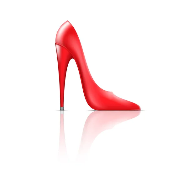 Elegante Hoge Hak Schoen Geïsoleerd Klassieke Vrouwen Lederen Rode Schoeisel — Stockvector