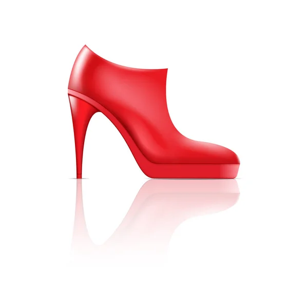 Realistic Woman Ankle Boots High Heel Shoes Classic Red Female — Wektor stockowy