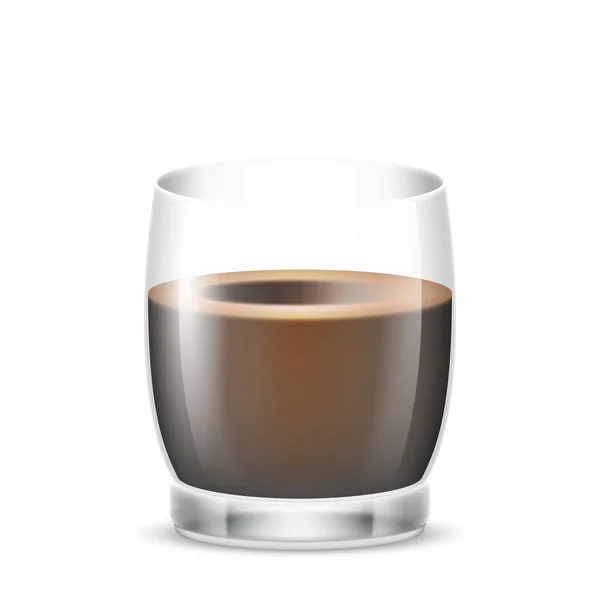 Americano Coffee Transparent Glass Cup Fresh Hot Beverage Espresso Mug — Image vectorielle