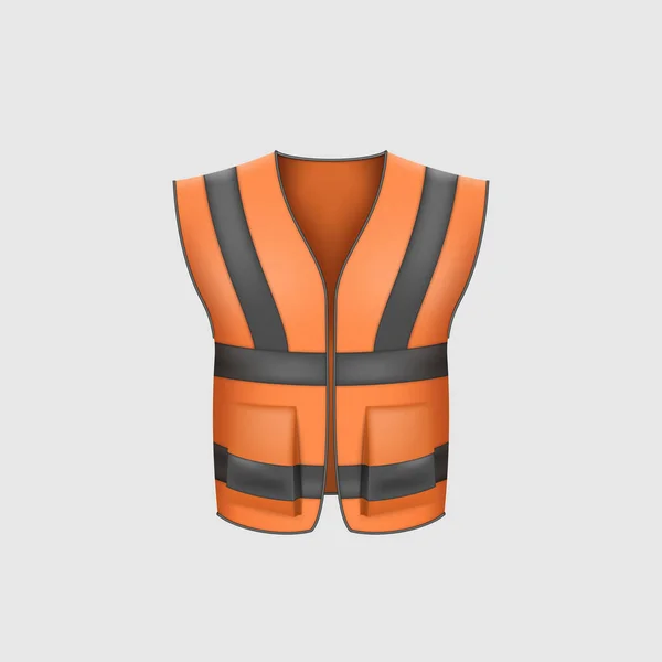 Realistic Orange Safety Vest Protective Uniform Clothing Workers High Visibility — Stock Vector