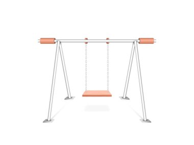 Plastic kid swing for outdoor, park, playground or backyard entertainment and children activities and fun. Realistic 3d vector illustration