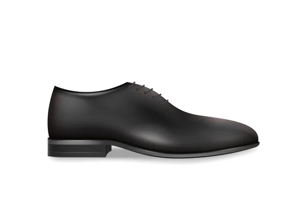 Shoe Realistic Stylish Black Men Oxford Boot Shoelace Isolated White — Wektor stockowy