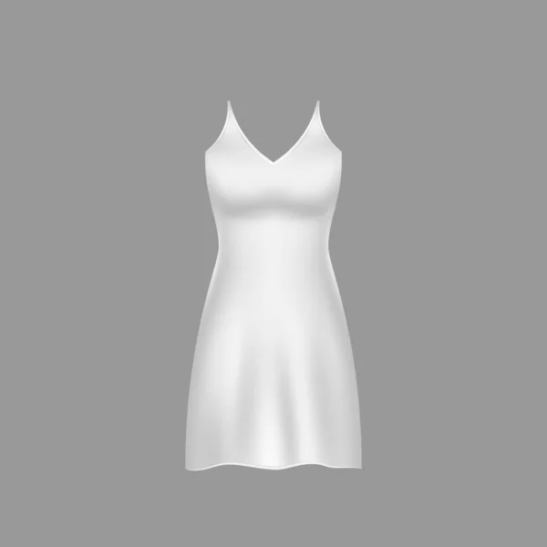 Жіночий Нічний Білий Реалістичний Шаблон Бавовняна Сукня Нічного Одягу Жінка — стоковий вектор