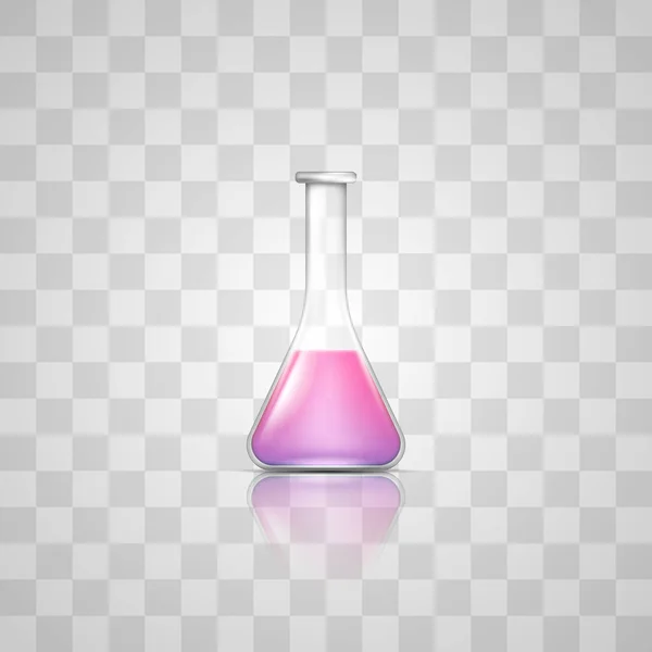 Realistic Glass Beaker Flask Laboratory Chemical Glassware Isolated Transparent Background — 图库矢量图片