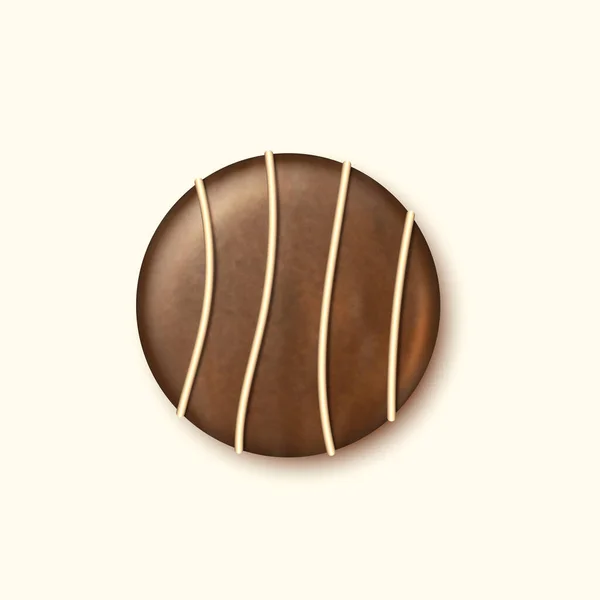 糖化巧克力饼干 用可可豆捣碎的美味饼干 用白色背景隔开 美味的自制蛋糕 美味的自制食品 现实的病媒说明 — 图库矢量图片