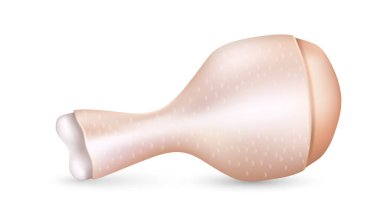 Tavuk budu, kuş eti izole edilmiş ikon. Tavuk kısmı menü, kapak, ambalaj için taze ve lezzetli. Gerçekçi ham et ürünü, grafik öğe. Vektör illüstrasyonu