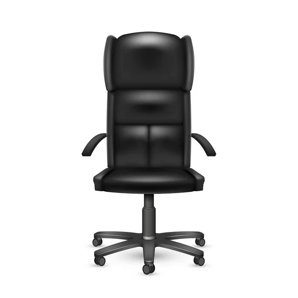 Cómoda Silla Para Oficina Del Gerente Sillón Cuero Negro Con — Vector de stock