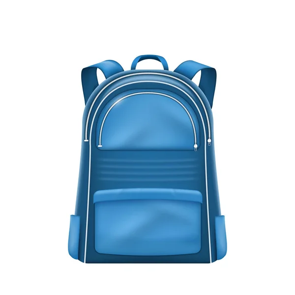 Mochila Azul Realista Para Escola Casual Mochila Esporte Para Estudante — Vetor de Stock