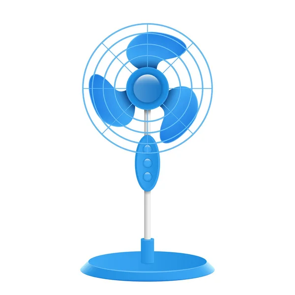 Ventilador Ventilador Chão Dispositivo Resfriamento Ventilador Azul Isolado Fundo Branco — Vetor de Stock