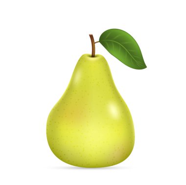 Gerçekçi yeşil armut bütün meyveyi izole etmiş. Organik gıda, içecek ürün tasarımı. Sağlıklı beslenmek ve yemek için vitamin dolu taze meyve. Doğal ürün, meyveli olgun tatlı. Vektör illüstrasyonu