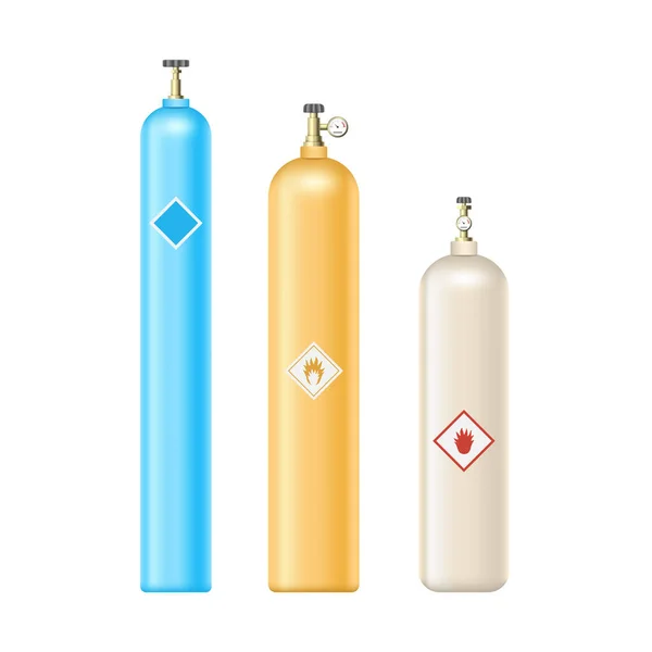 Gasflaschen Stellen Gefährliche Behälter Dar Treibstoffdruckballons Speichern Brennbare Industrielle Geräte — Stockvektor