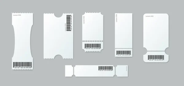 Boleto Blanco Con Elemento Desgarrador Código Barras Aislado Plantilla Burla — Archivo Imágenes Vectoriales