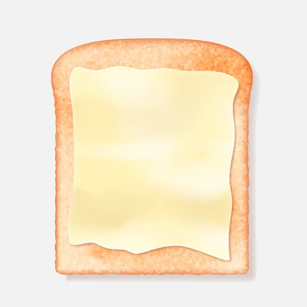 烤面包加黄油面食很现实 在被白色背景隔离的烤面包机中烘烤后 吃起来像脆面包 美味的热吐司与人造奶油铺在早餐 3D矢量说明 — 图库矢量图片