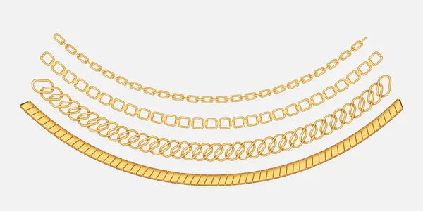 Zlatý Náhrdelník Realistický Set Luxusní Šperky Přívěšek Nebo Coulomb Průhledném — Stockový vektor