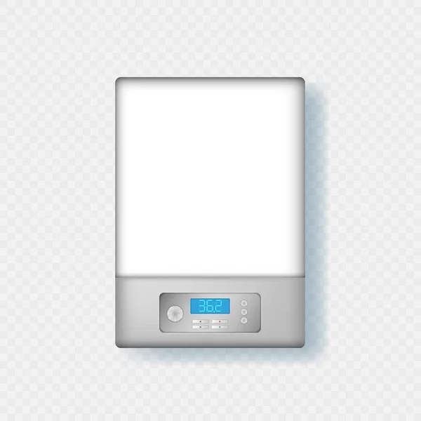 スマートウォーターボイラーまたはヒーター 長寿命で高エネルギー効率の水を加熱するための制御システム 安全家電 現実的なベクトル図 — ストックベクタ