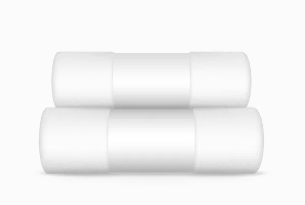 一套实用的白色毛巾 可隔离或堆叠在豪华酒店或医院的毛巾上 或在度假胜地的熏香餐巾上 或在白色背景的温泉上隔离 3D矢量说明 — 图库矢量图片