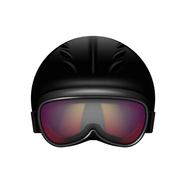 Realistische Skihelm Moderne Skibescherming Masker Apparatuur Geïsoleerd Witte Achtergrond Wintersportelementen — Stockvector