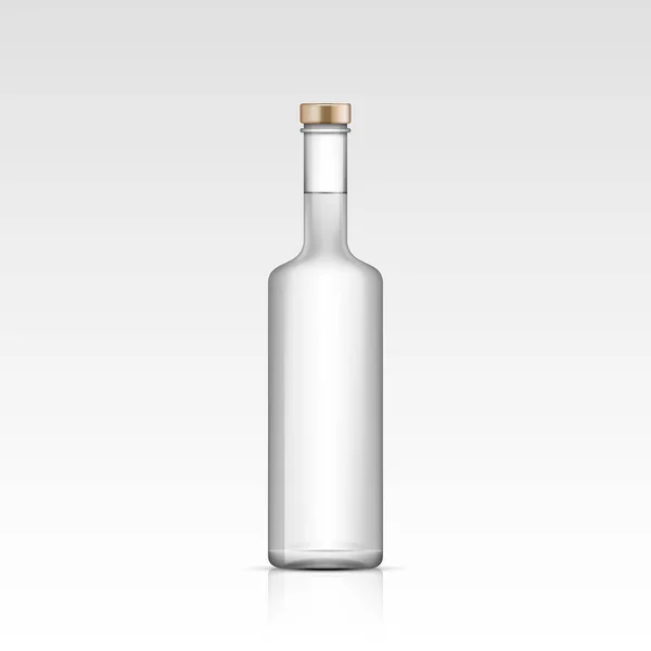 Realistische Leere Wodka Rum Oder Tequila Flasche Aus Glas Isoliert — Stockvektor