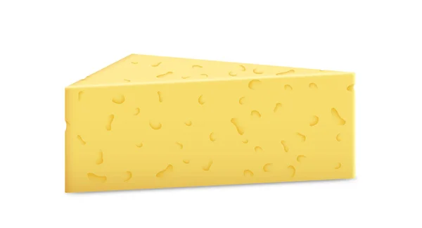 Realistische Kaas Driehoekig Blok Geïsoleerd Verse Gouda Cheddar Blok Witte — Stockvector