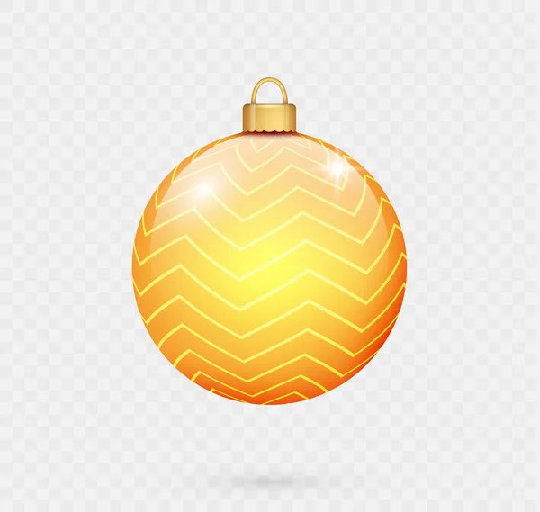 Realistic Christmas Ball Xmas Tree Decoration Golden Crystal Sphere Ornament — Stock Vector
