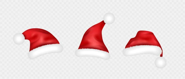 Шляпа Красного Санта Клауса Традиционные Рождественские Аксессуары Праздничного Костюма Украшения — стоковый вектор