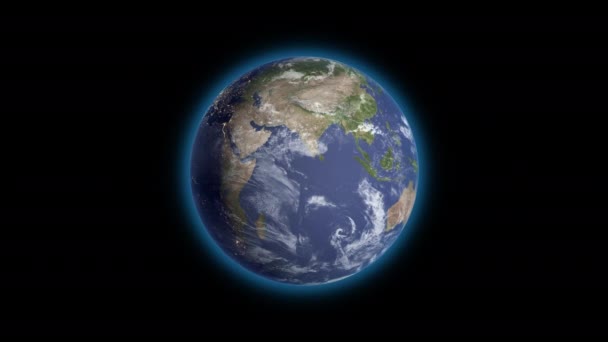 검은 배경으로 고립된 행성 지구 — 비디오