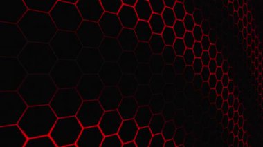 Altıgen yüzey, kırmızı ışık neon ızgarası