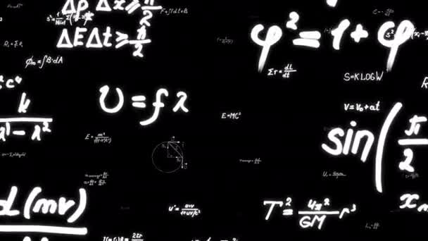 Ecuaciones matemáticas manuscritas y figuras geométricas — Vídeo de stock