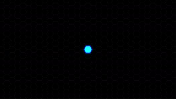 Šestihranná struktura modrá neonová mřížka světlo — Stock video