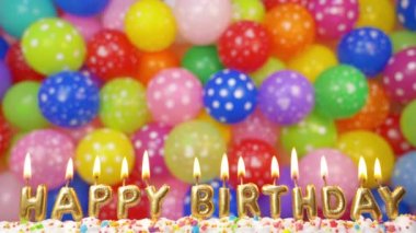 Happy Birthday candles with colorful balloons