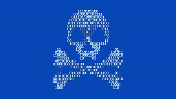 Digital data code skull cyber-attack — Stockvideo