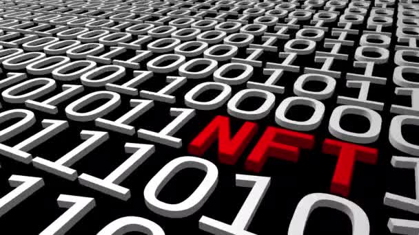 NFT binary code conceptual 3D animation — Stock Video